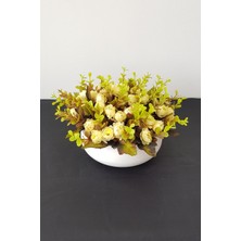 adresiburasi Beton Kase Model Saksıda Banko  Masa Çiçeği Açık Sarı