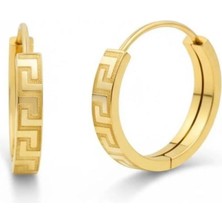 ÇGK KUYUMCULUK 14 Ayar 13MM Desenli Halka Altın Küpe 14CGKKP0030