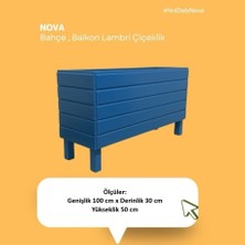 Mobdax Ahşap Saksı / Çiçeklik Bahçe & Balkon Lambrili Mavi