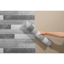 Grown Gri Tuğla Folyo Kendinden Yapışkanlı Duvar Kağıdı • Modern Desenli