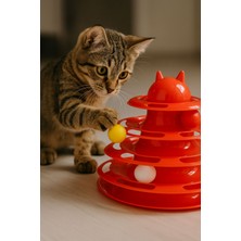 Gold Be 3 Katlı Döner Toplu Kedi Oyuncağı 23CM – Interaktif ve Eğlenceli