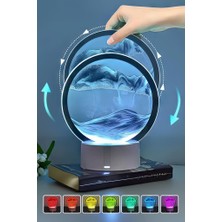 Dempower 3D LED Işıklı Akışkan Kum Tasarımlı Şarjlı Gece Lambası Mavi Renkli Modern Tasarım
