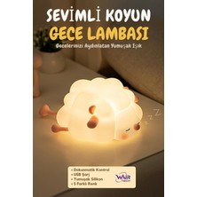 Wair Teknoloji Koyun Figürlü Silikon Rgb Dokunmatik Gece Lambası USB Şarjlı Loş Işık