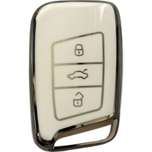 Autohan Keys Volkswagen Passat B8 Akıllı Anahtar Koruma Kılıfı, Beyaz Gümüş, Premium Kalite, Nano Kaplama