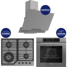 Ferre Flowart Turbolu Asimetrik Gri Cam Ankastre Set QBL62CPR+NT028-WFA+D065