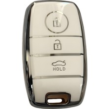 Autohan Keys Kia Uyumlu Nano Anahtar Kılıfı, Beyaz Gümüş, 3 Buton, Rio Ceed Soul Sportage Sorento Picanto Için