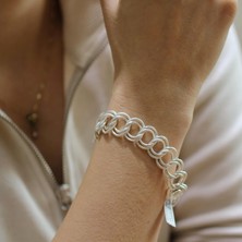 Nusret Takı 925 Ayar Gümüş Desenli ve Düz Samanyolu Bileklik