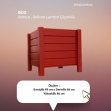 Mobdax Bahçe & Balkon Lambrili Kırmızı Ahşap Saksı / Çiçeklik