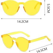 Sert Mika Oval Şekilli Çerçevesiz Sarı Gözlük Retro Parti 5X14 cm