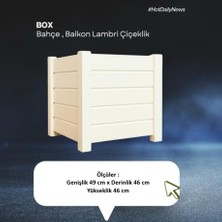 Mobdax Bahçe & Balkon Lambrili Beyaz Ahşap Saksı / Çiçeklik