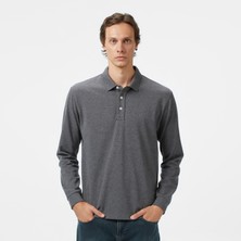 Nautica Classic Fit Erkek Uzun Kollu Polo Yaka Gri T-SHIRT.00E