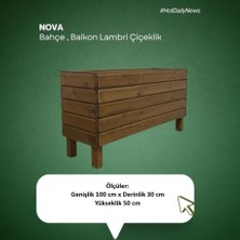 Mobdax Ahşap Saksı / Çiçeklik Bahçe & Balkon Lambrili Ceviz