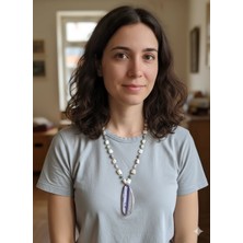 Duru Aksesuar Sedef Akik Hematit Doğal Taş Kolye