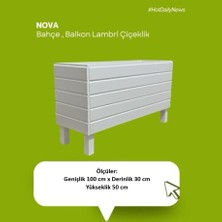 Mobdax Ahşap Saksı / Çiçeklik Bahçe & Balkon Lambrili Beyaz