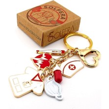 Solfera Doktor Hekim Hemşire Kalp Maske Ateş Ölçer Çanta Süsü Charm Anahtarlık KY0127