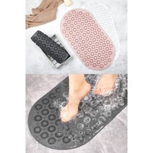 Eynel Masajlı Silikon Banyo Paspası Vantuzlu Banyo Hamam Duş Kaydırmazı Banyo Paspası 37× 68CM (Antrasit)