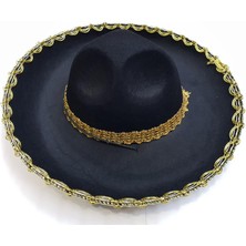 Nessiworld Altın Renk Şeritli Meksika Mariachi Latin Şapkası 55 cm Çocuk