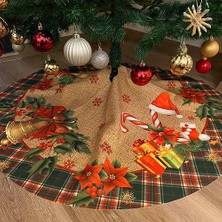 Dodomar Yılbaşı Ağaç Altlık Örtüsü 105 Jüt Görünüm Kalın Çelenk Görselli