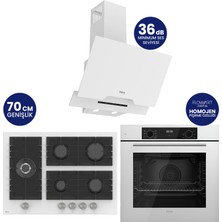 Ferre Flowart Digital 5 Gözlü Beyaz Cam Ankastre Set QBL63CB+BL136+D064-SA