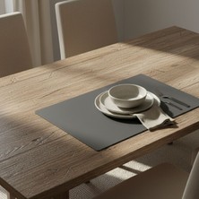 Grand Fine Art 2 Adet Gri Deri Amerikan Servis Supla Dikdörtgen 33X44-KOLAY Silinebilir Supla