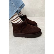 Verahed Kalın Yüksek Tabanlı Içi Kürklü Suya Dayanıklı Spor Kısa Kadın Bot Platform Taban