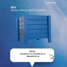 Mobdax Bahçe & Balkon Lambrili Mavi Ahşap Saksı / Çiçeklik