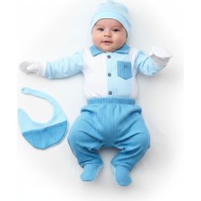 Milays Erkek Bebek Minizeyn 0-3 Ay Ön Cepli Düğmeli  5 Li Set %100 Pamuk