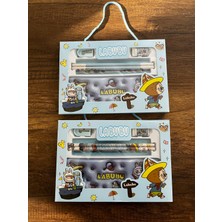 Gülümse Gel Kırtasiye Okul Seti 2'li Labbubu Kalemlik Kalem Silgi Kalemtıraş Cetvel Set