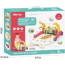 BIB6016- Vardem Piyanolu Bebek Yürüteci ve Tavşan Desenli Kırmızı Oyun Halısı  2 In 1