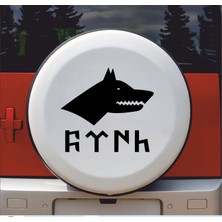 Sticker Usta Kurt ve Göktürkçe Türk Sticker - Araba Oto Motosiklet Karavan Sticker 00261
