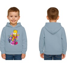 Sedirli Unisex Simpson Baskılı Çocuk Swaetshirt Kapşonlu 3 Iplik Şardonlu