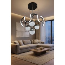 RS Aydınlatma Arya Xl 4 Top Şeker Siyah Modern Salon Sarkıt LED Avizesi