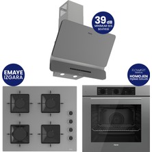 Ferre Flowart Turbolu Gri Cam Silentart Ankastre Set QBL62CPR+SS208+D082-SA