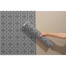 Grown Siyah Beyaz Geometrik Duvar Kağıdı • Kendinden Yapışkanlı Izgara Desen