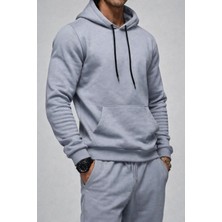 Damga Erkek Kanguru Cepli Gri Kapşonlu Sweatshirt