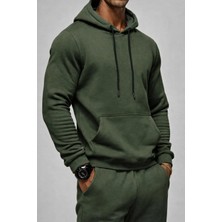 Damga Erkek Kanguru Cepli Haki Kapşonlu Sweatshirt