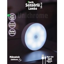Özbience Hareket Sensörlü 8 Ledli USB Şarjlı Beyaz Lamba, On/auto/off Modlu