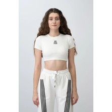 Queen Kids Queenkids Kız Çocuk 7423 Nakışlı Crop Siyah Vanilya