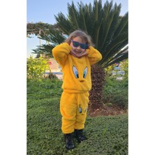 Burcumay Civcivli Peluş Sarı Kız Erkek Çocuk Kışlık Pamuklu Pijama Takımı