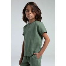 Queen Kids Queenkids Erkek Çocuk 3569-2 Müslin Takım Haki