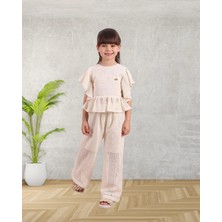 Queen Kids Queenkids Kız Çocuk M0850 Pantolonlu Takım Bej