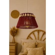 Yutedekor Bohem Makrome Bordo Avize – Salon, Yatak Odası, Çocuk Odası, Kafe & Restoran Aydınlatma - 30 cm