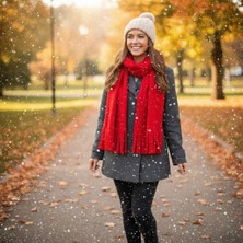 MEYMERS Kırmızı Polar Atkı Polar (Kaşkol)