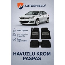 Citroen C4 Serisi Tüm Modeller Ile Uyumlu Universal Derin Havuzlu Paspas Krom Karbon