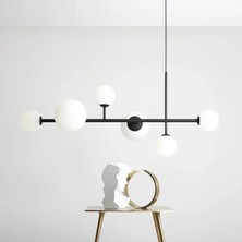 Avize Pazarı Iso Siyah Opal Camlı Ledli Sarkıt Avize