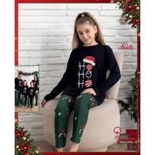 Queen Kids Yeni Yıl Interlok Pijama Takımı  Siyah-Yeşil