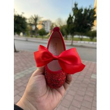Queen Kids Babet Bow Cam Kırığı Kurdelalı Kırmızı Babet