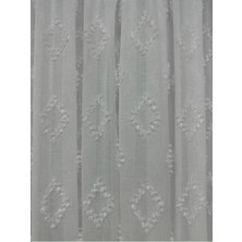 Baklava Desenli Saçaklı Keten Tül Perde 1/2,5 Orta Pile