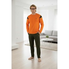 Erkek Pamuklu Pijama Takımı Uzun Kollu Rahat Kalıp Esnek Kumaş C5T0N05