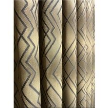 Prizma Desen Antrasit Çizgili Altın Fon Perde 1/3 Sık Pile